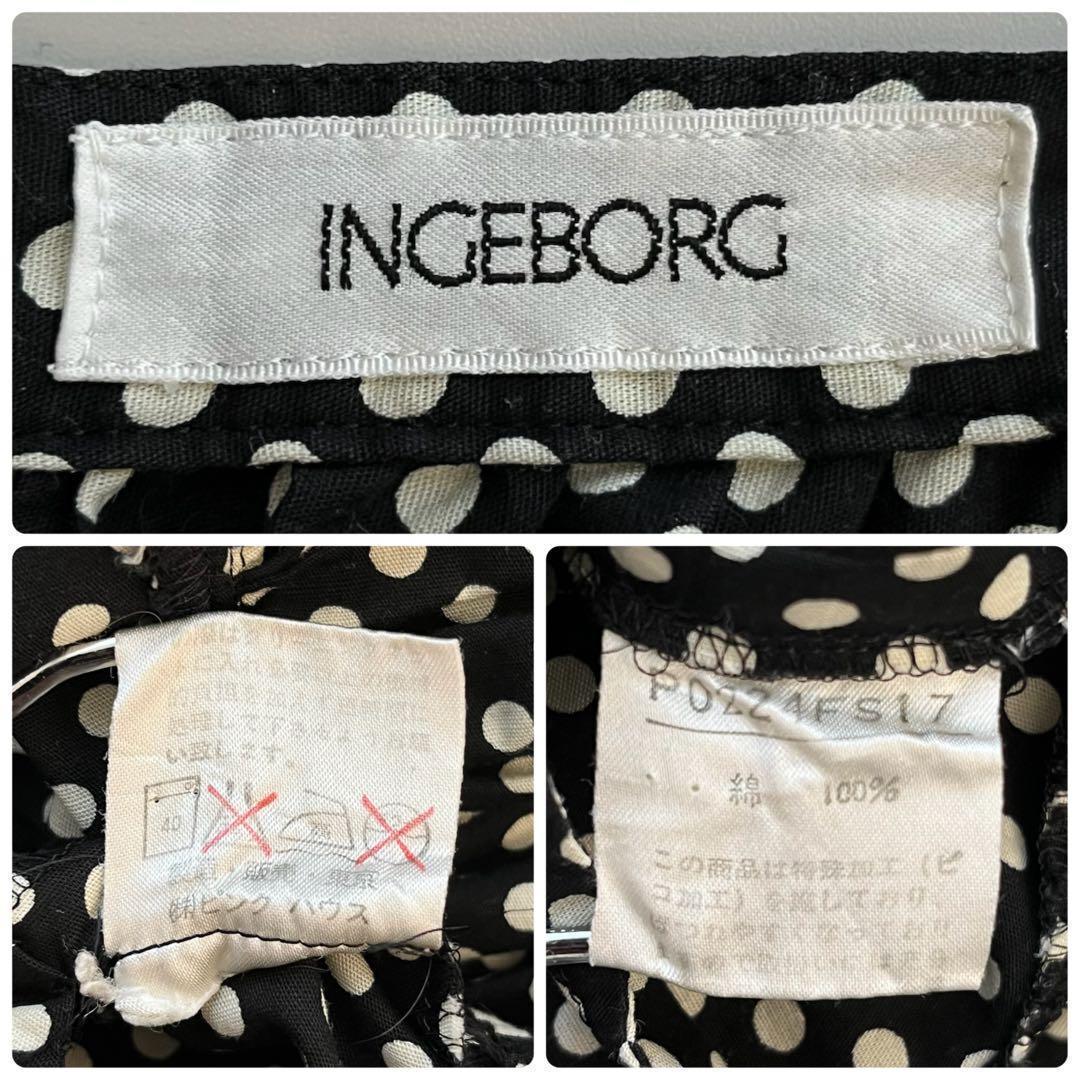 人気デザイン☆INGEBORG ドット柄 ティアードスカート ビッグリボン4つ付