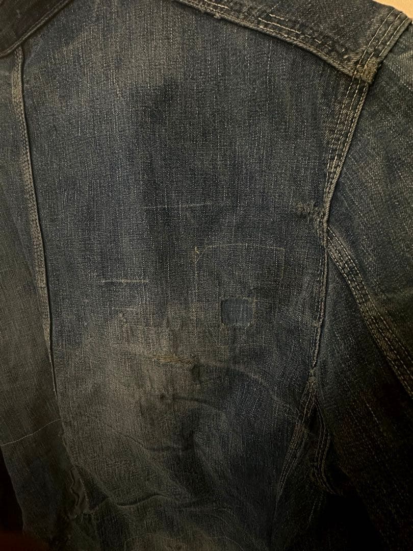 sanforized 50sカバーオール　ダメージデニム　パッチワーク　ボロ古着