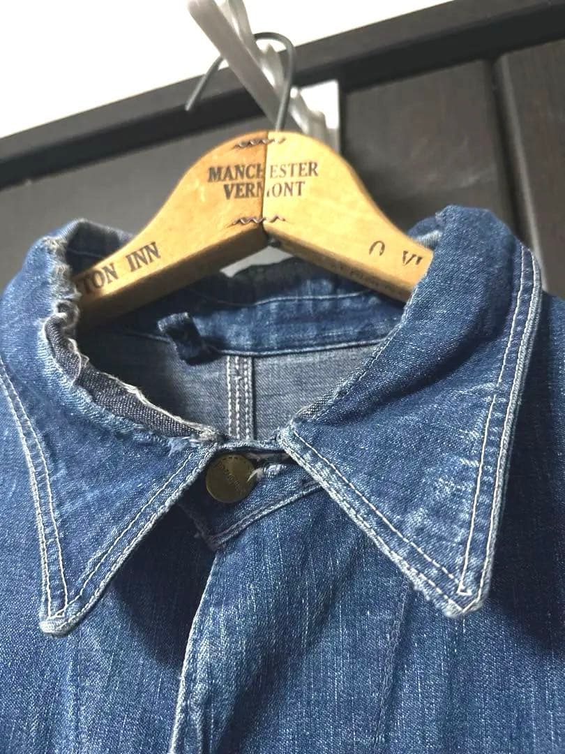 sanforized 50sカバーオール　ダメージデニム　パッチワーク　ボロ古着