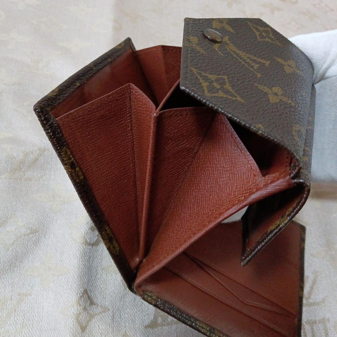 ルイ・ヴィトン。訳あり美品、モノグラム Wホック小銭入れ付き折り財布
