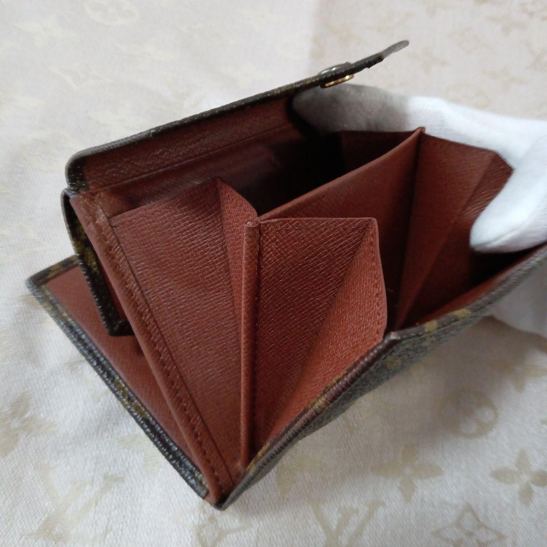 ルイ・ヴィトン。訳あり美品、モノグラム Wホック小銭入れ付き折り財布