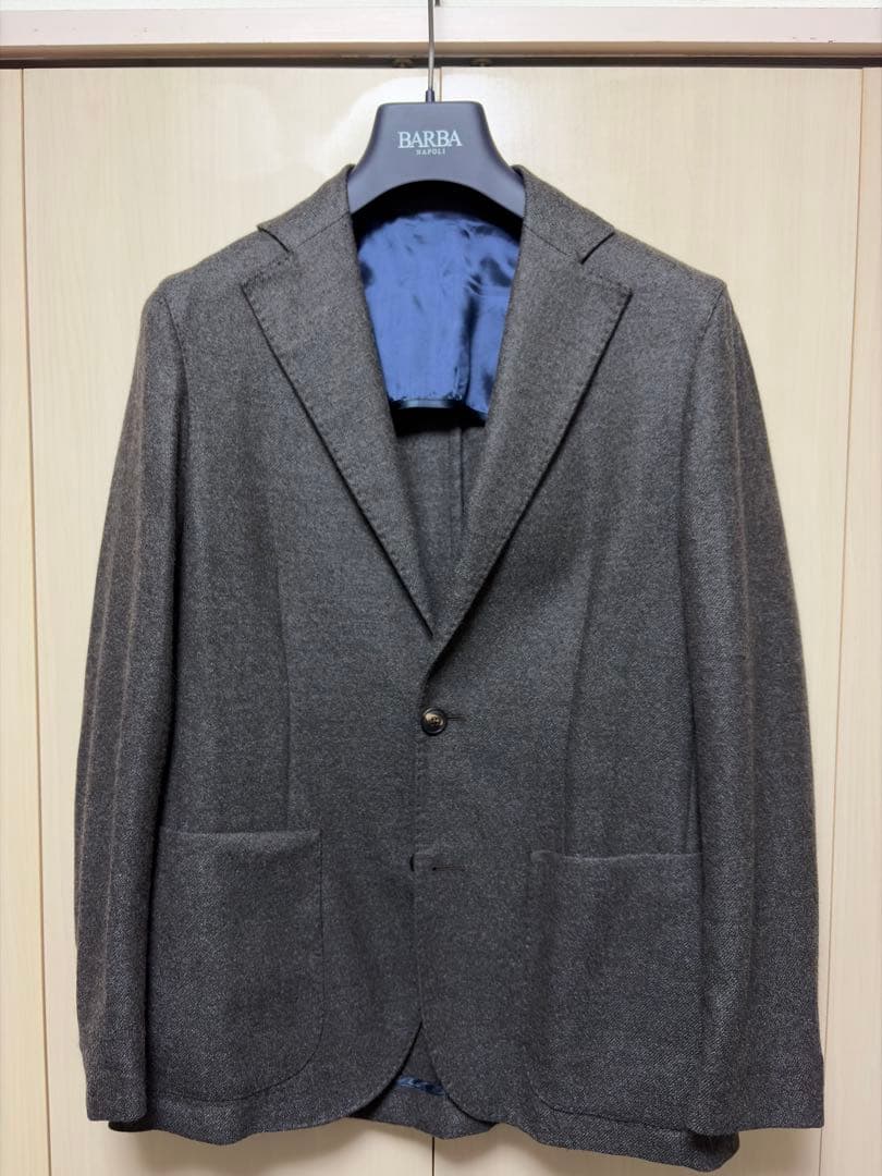 BARBA Loro Pianaウールカシミヤフランネル4BシングルシャツJK