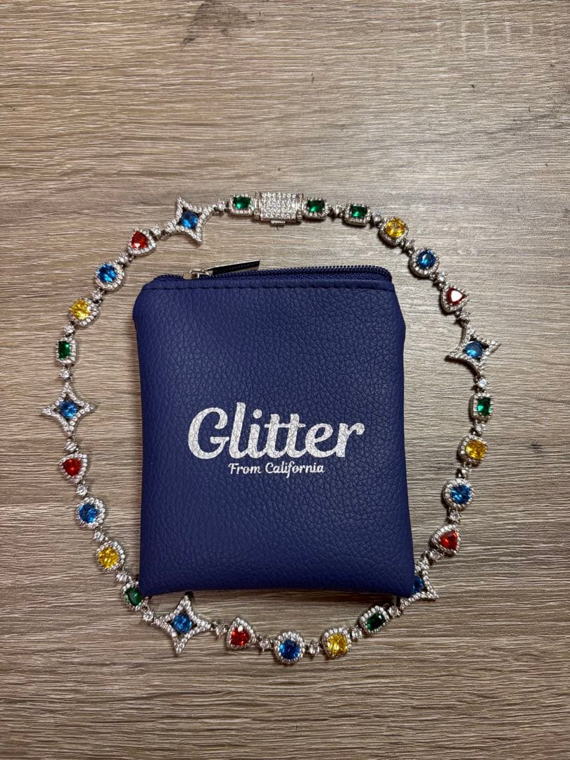 glitter カラフルジルコニアネックレス　45cm ポーチ付