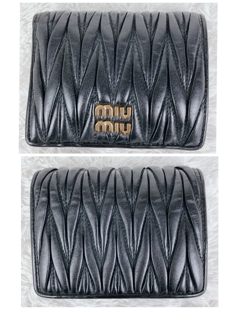 極美品✨現行 付属品付き ミュウミュウ　折り財布　マトラッセ　キルティング　黒