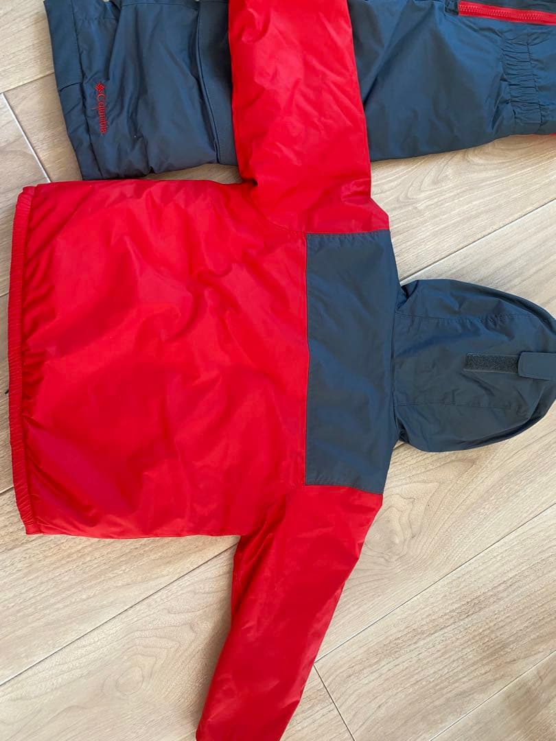 【値下げ】Columbia 子ども用 スノーウェア 上下セット グレー/レッド