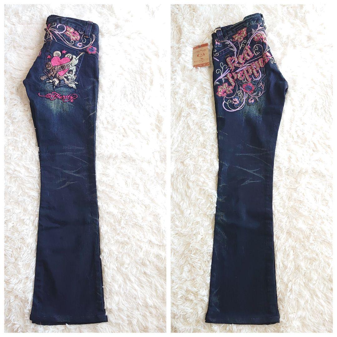 【新品】レッドペッパー × エドハーディー 刺繍 ブーツカット ローライズデニム