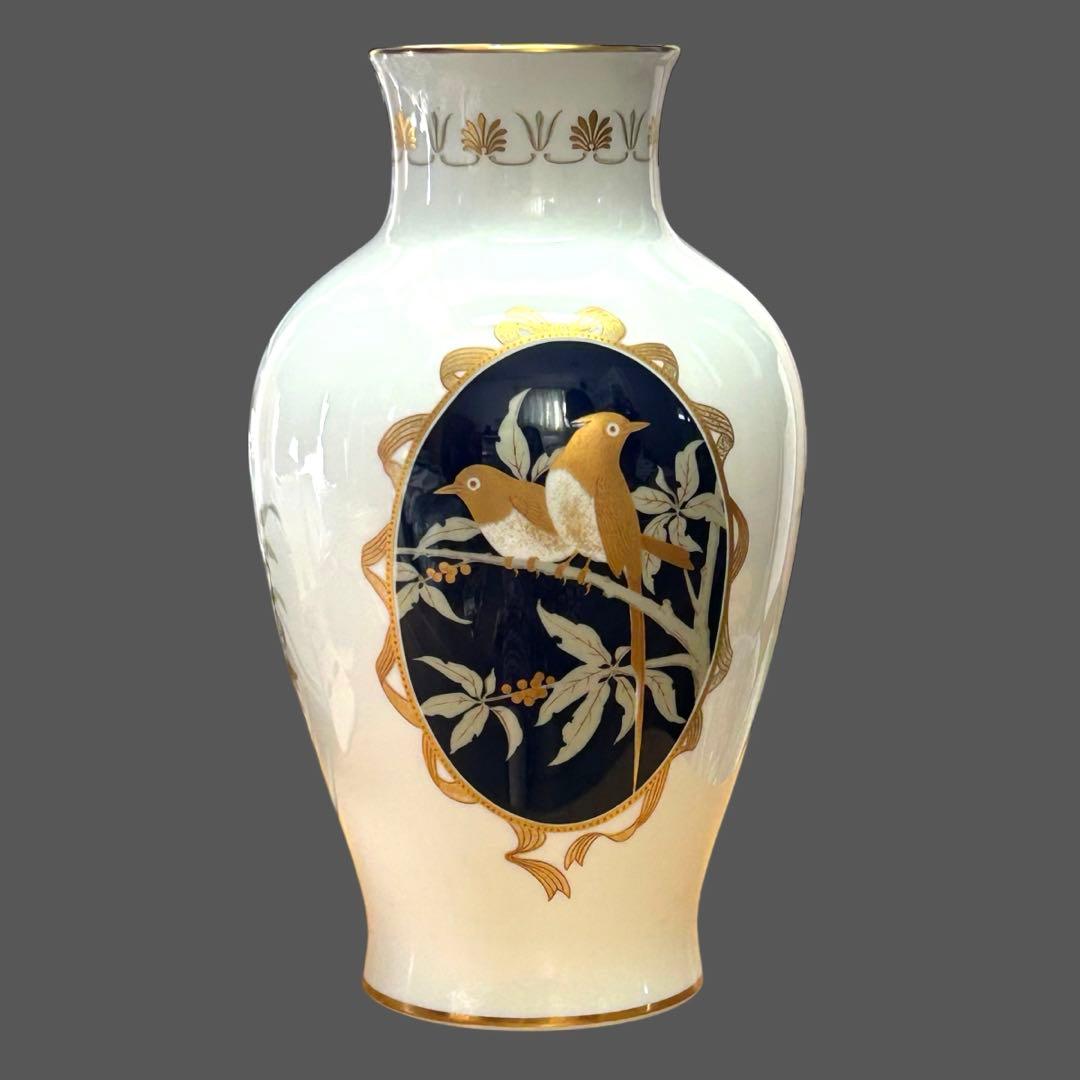 大倉陶園 花瓶 花鳥紋絵