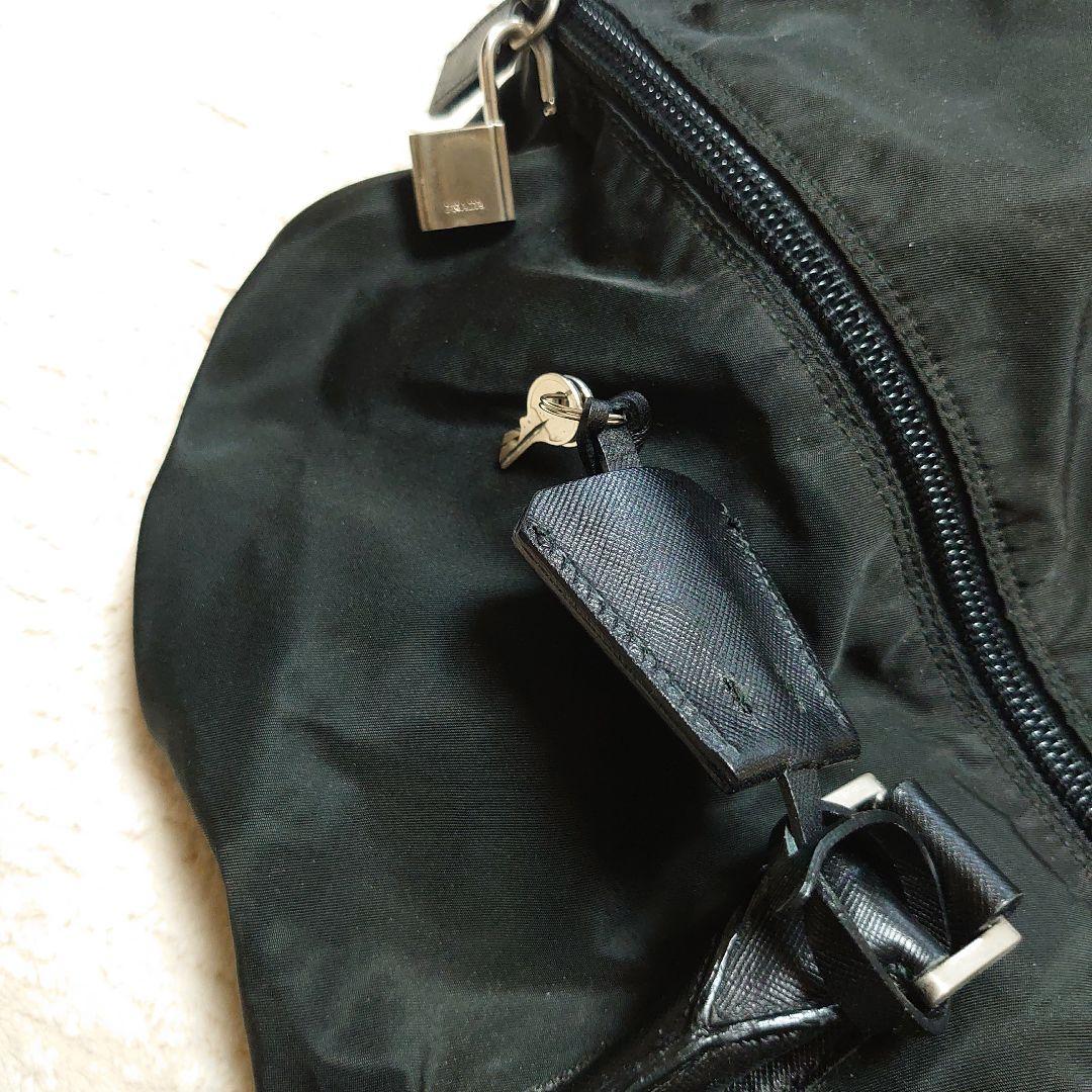 ひまわり【PRADA】 ボストンバッグ 黒 ナイロン