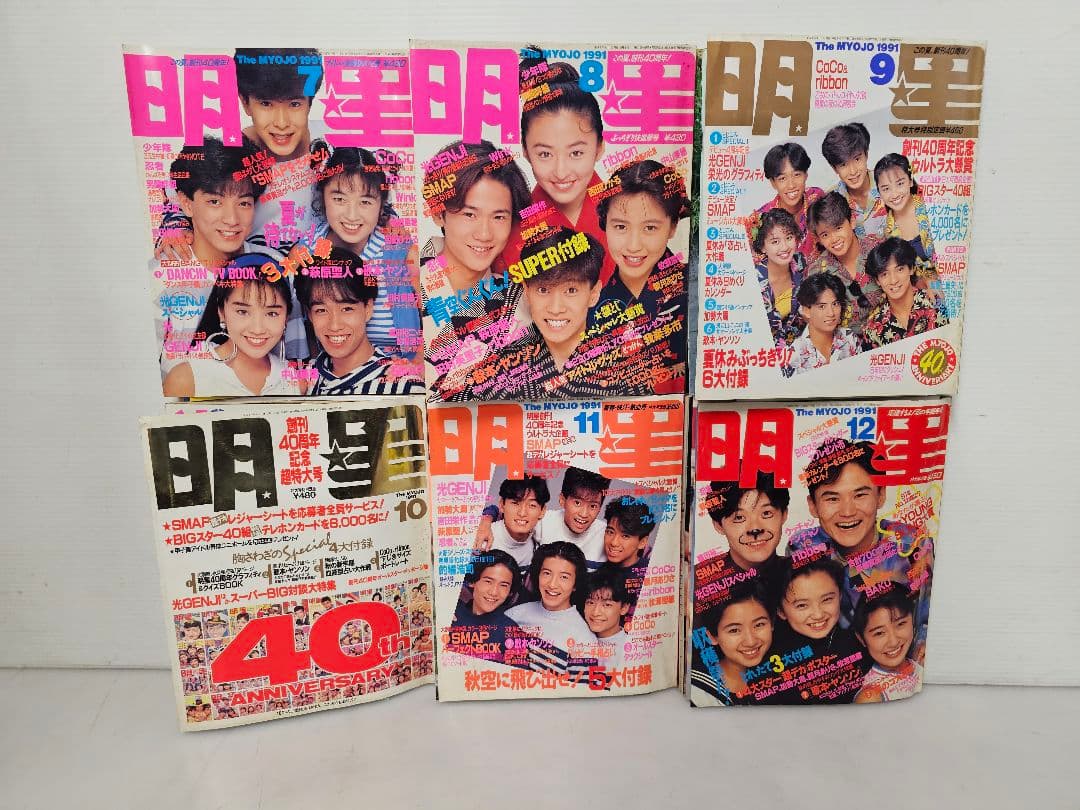 1991年１月号～12月号全巻コンプリートセット！明星 集英社/付録 ポスター付