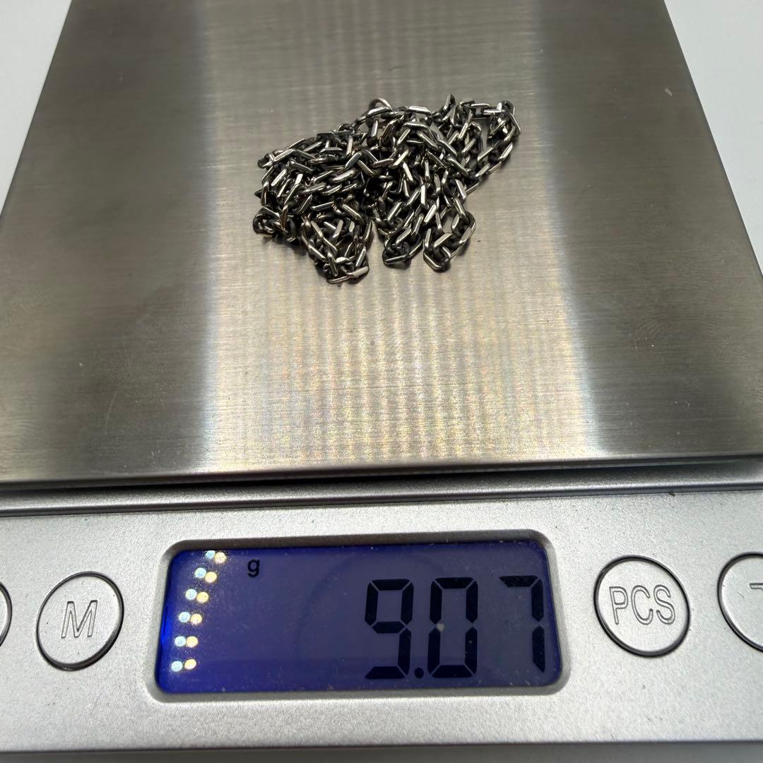 美品　SAAD シルバー細角チェーン　2.5mm幅　50センチ