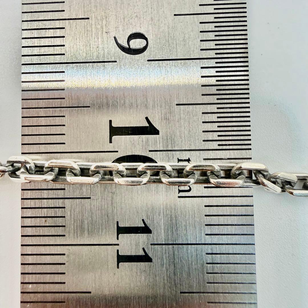 美品　SAAD シルバー細角チェーン　2.5mm幅　50センチ