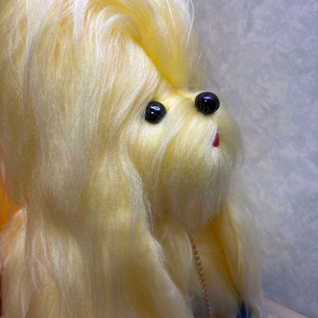60〜70年代 昭和レトロぬいぐるみ「お手入れわんちゃん」イエロー 40cm