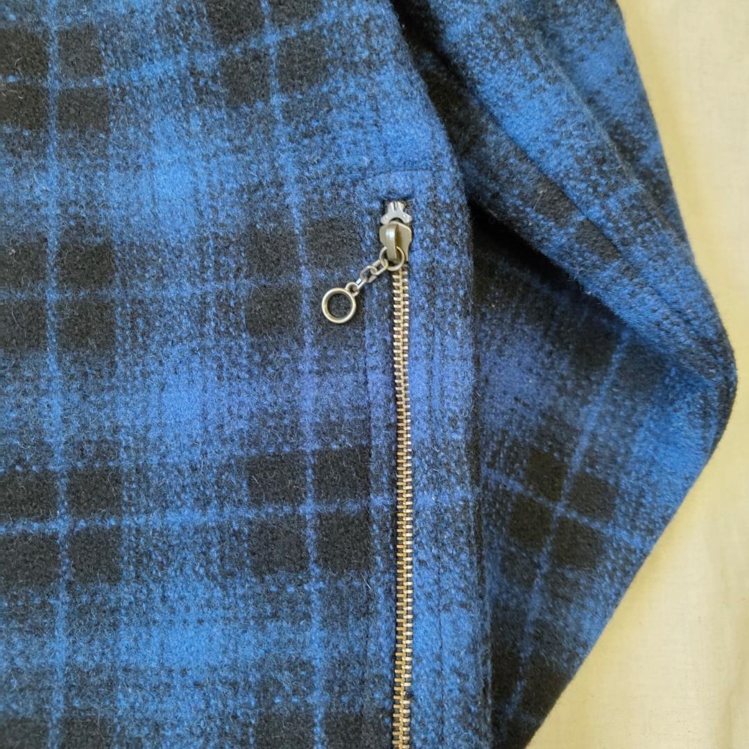ポ*ラ様 美品 ペンドルトン オンブレ チェック ウール ブルゾン ブルー ブラ
