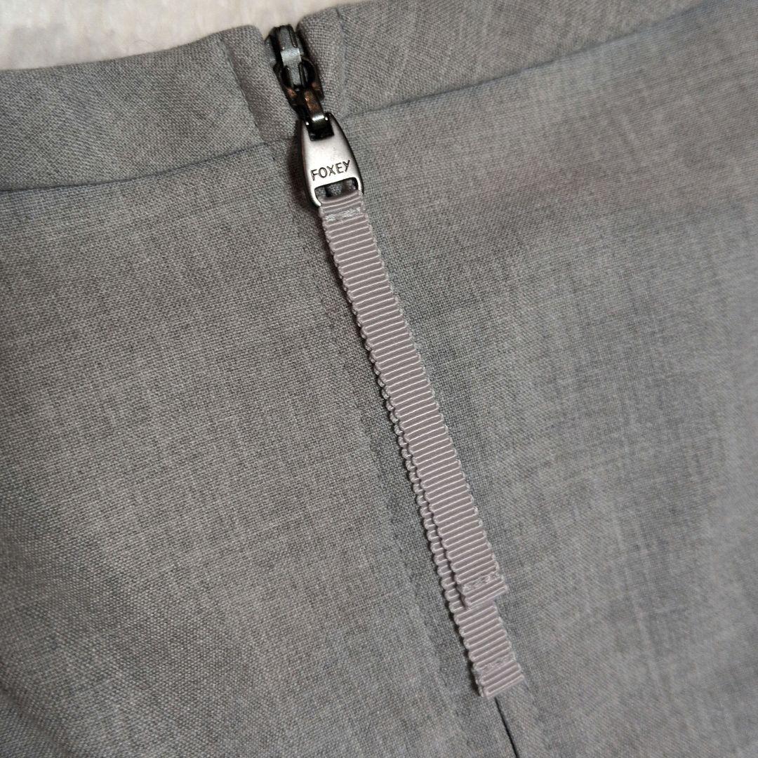 美品✨ FOXEY　タキシードフレア ワンピース　ソフィーグレー　リボン　38