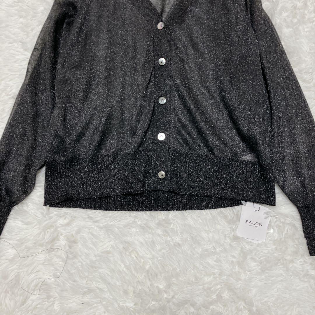 新品タグ付 SALON adam et ropé ブライトラメVネックシアー