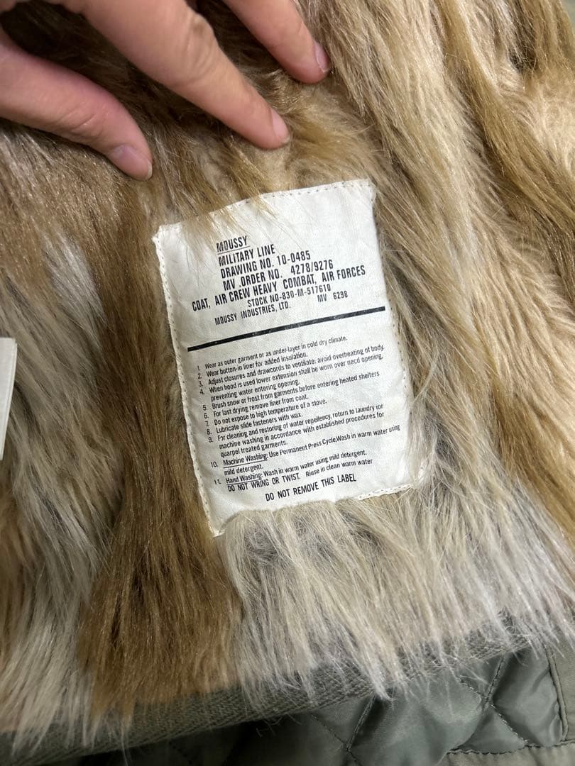 平成ギャル♡moussy ファー モッズコート Y2K デカフード カーキ」
