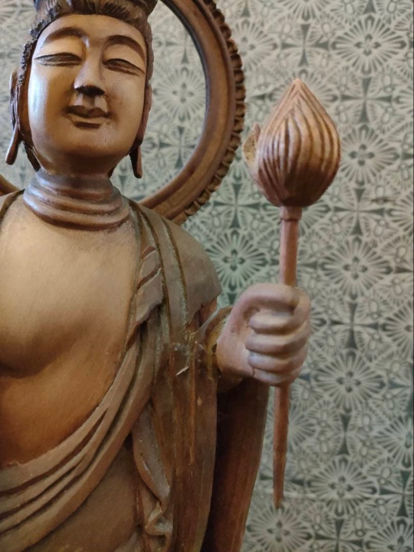 木彫り観音様 和彫 昭和レトロ 高さ53㎝
