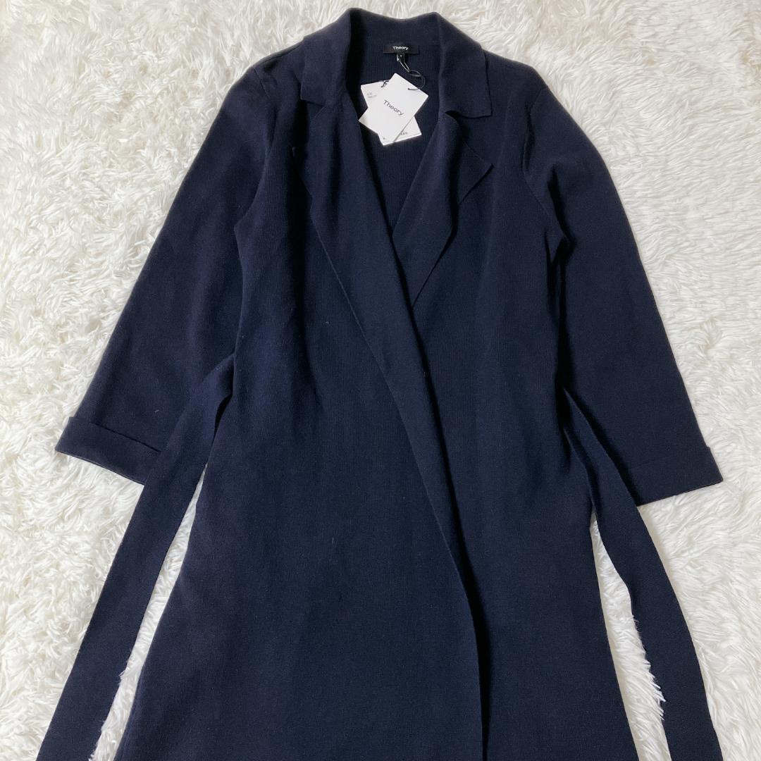 【新品タグ付き】theory 春服 カシミヤ混 ベルト付 ネイビー S