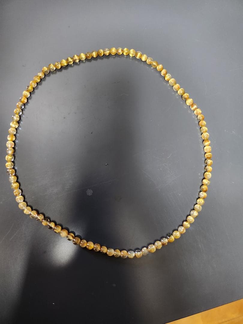 高品質☆天然タイチンゴールドルチルクォーツ3連ブレスレット ネックレス 6mm