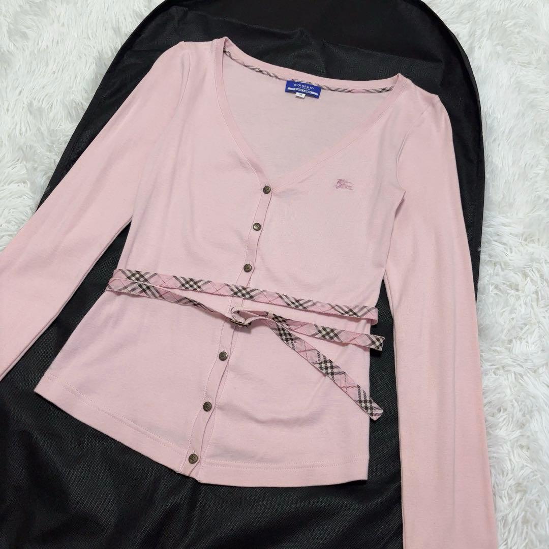 希少　BURBERRY BLUE LABEL カーディガン ピンク　ベルト付き