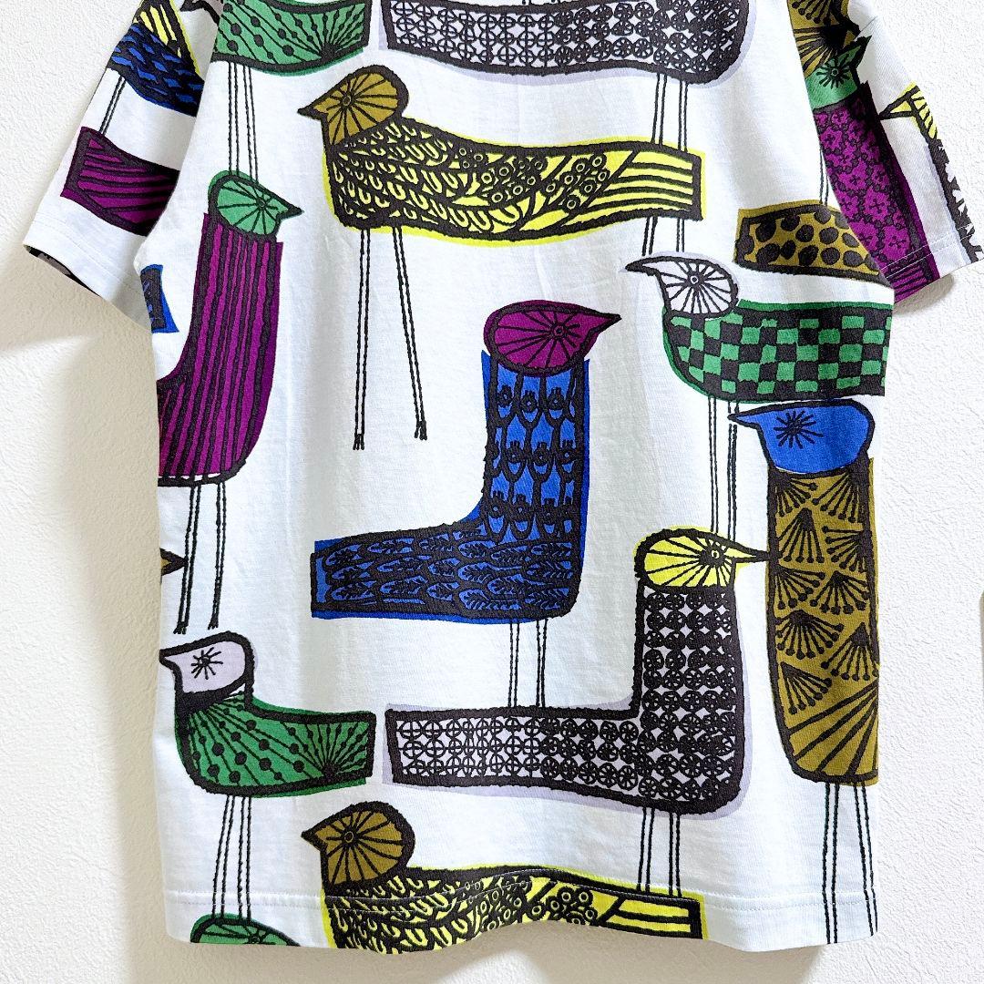 ミナペルホネン♡mingling 半袖Tシャツ 鳥 個性的 総柄 コットン S