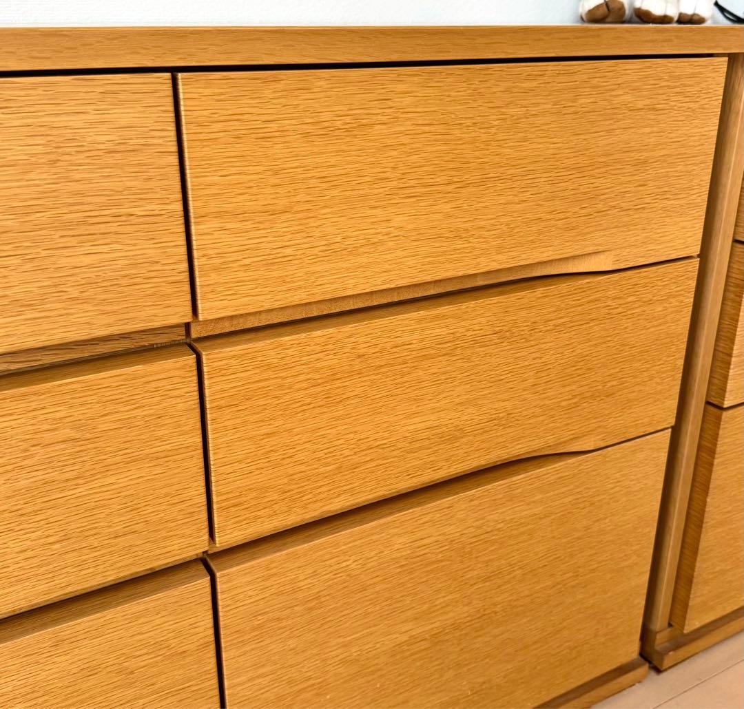 美品 IDC大塚家具 府中家具 幅136cmチェスト 国産 高品質 焼印有 楢材