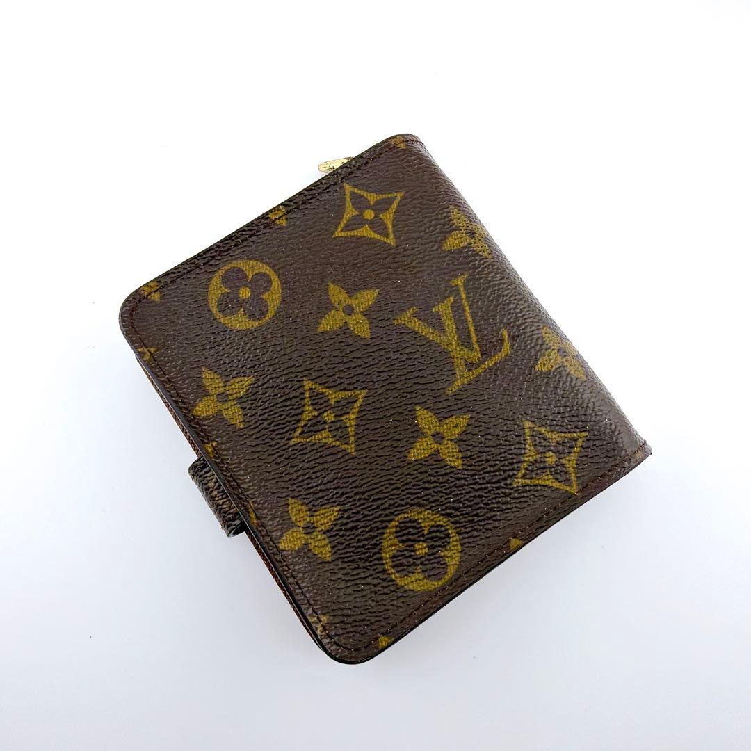 【美品】ルイヴィトン モノグラム コンパクトジップ ブラウン 二つ折り財布