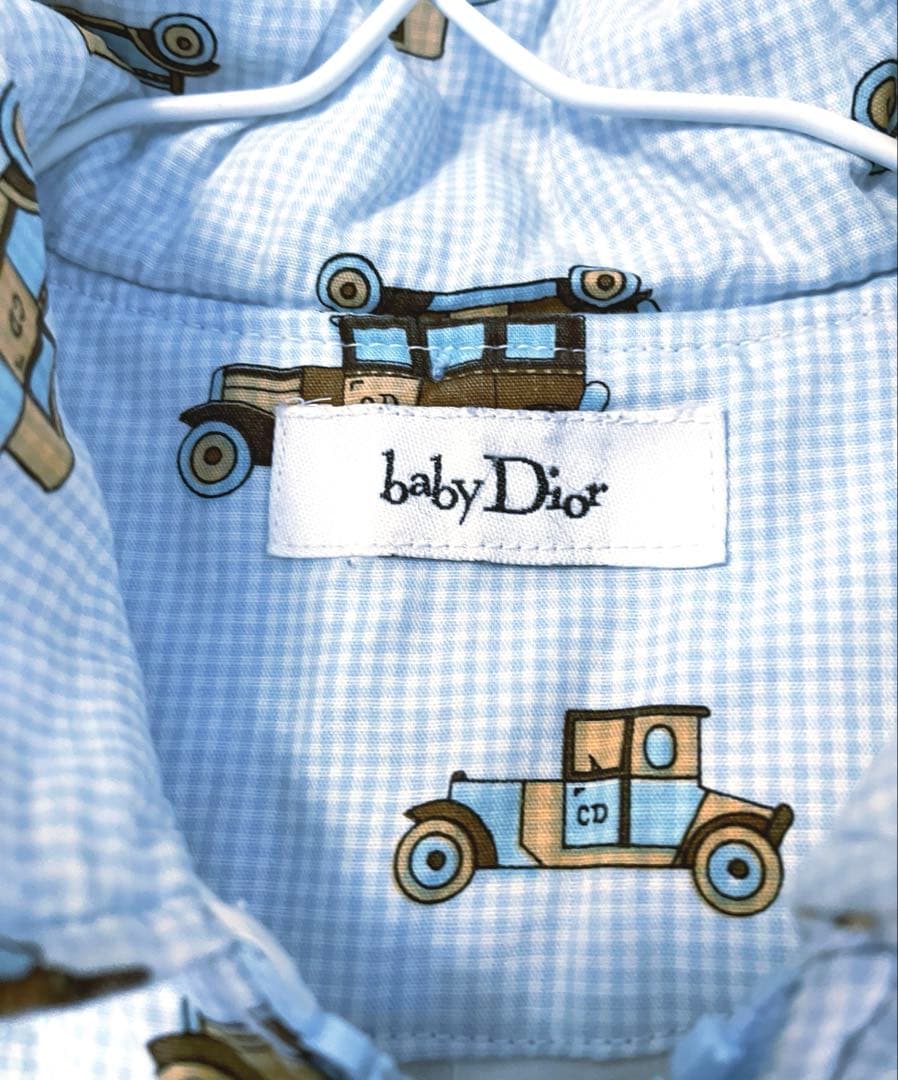 baby Dior 車プリント フード付きオーバーオール