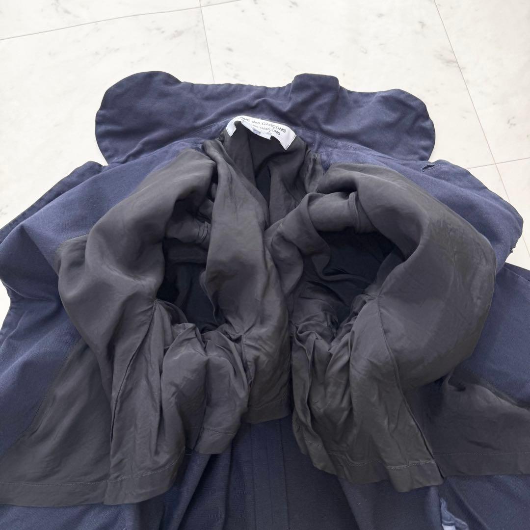 【COMME des GARCONS】コムコム 丸襟 Aラインコート ネイビー