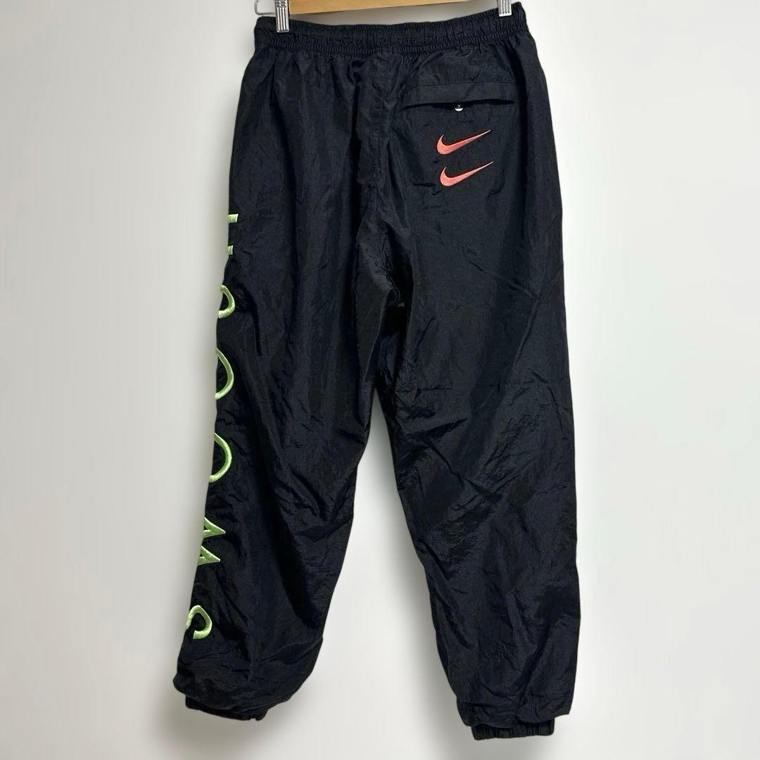 【美品】NIKE ウーヴン　ナイロンパンツ　ダブルスウッシュ　SWOOSH 黒