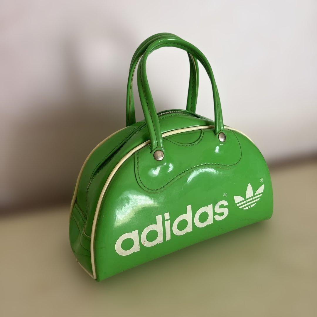 【22日まで】Adidas ミニボストンバッグ エナメル 稀少 グリーン y2k