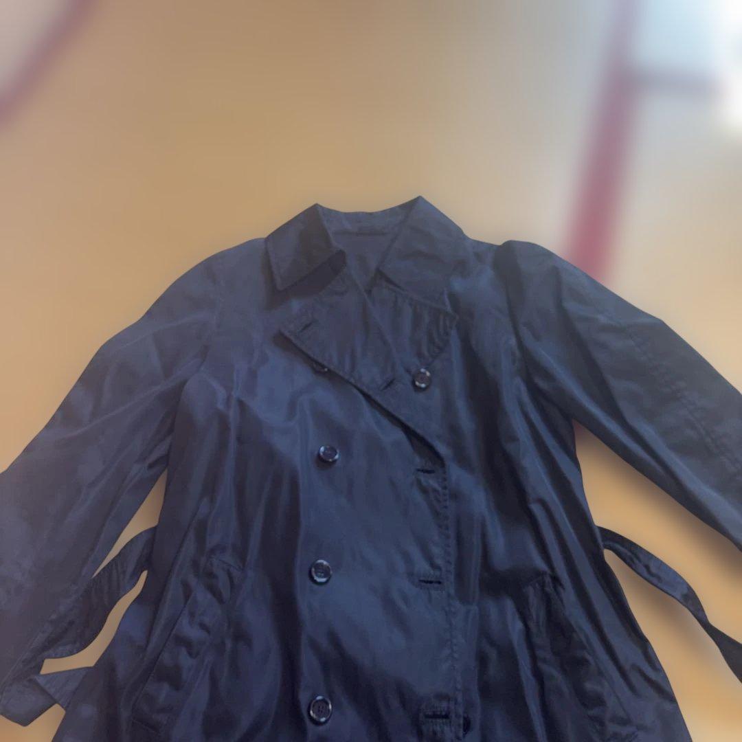 ネイビー ダブルブレスト トレンチコート　　プラダ　PRADA