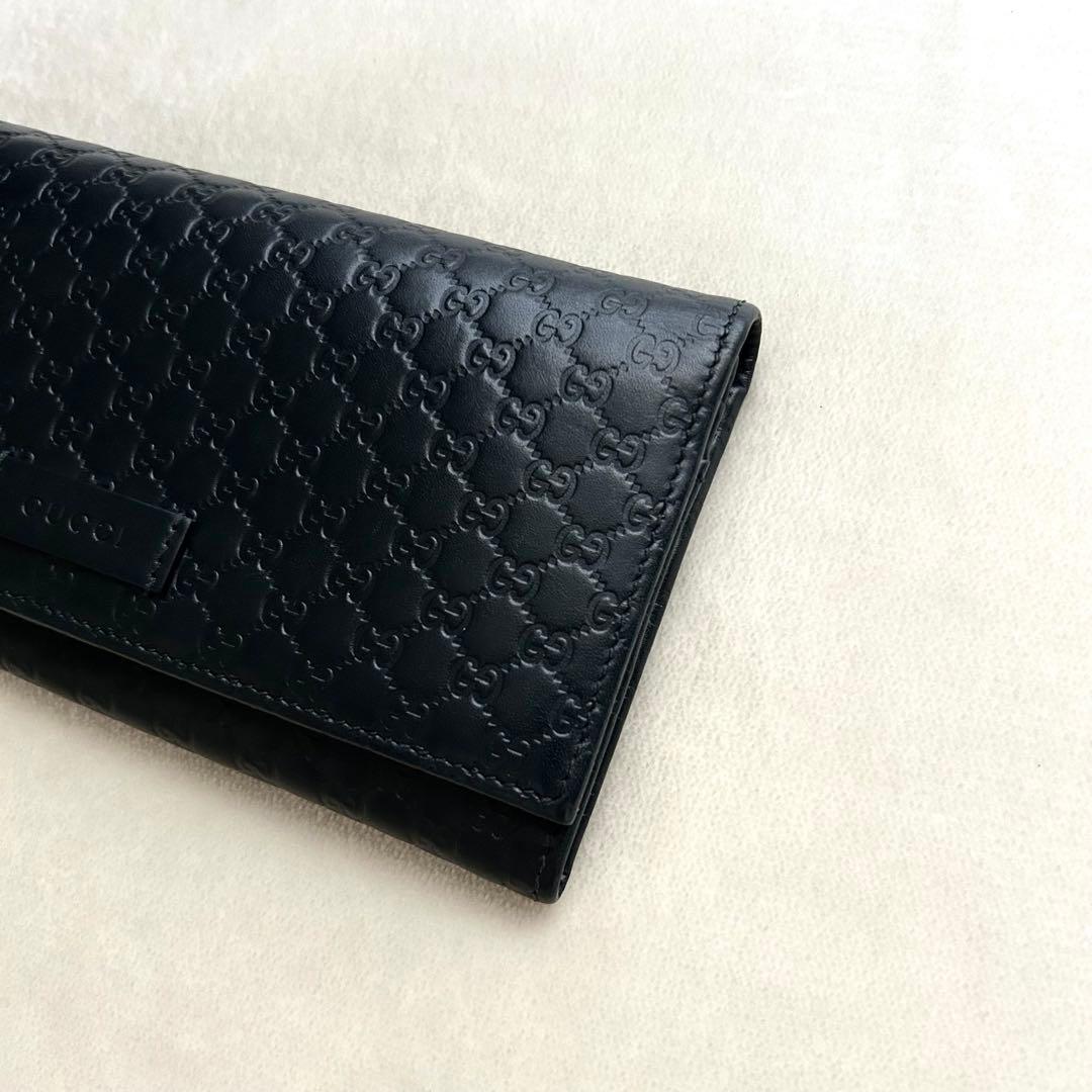 美品 GUCCI グッチ 長財布 二つ折り財布 シマ ブラック