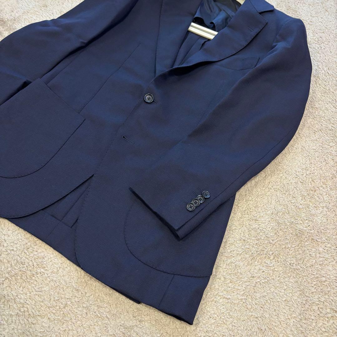 【美品】BEAMS F 段返し3つボタン ウール ポップサック 紺 44 8R