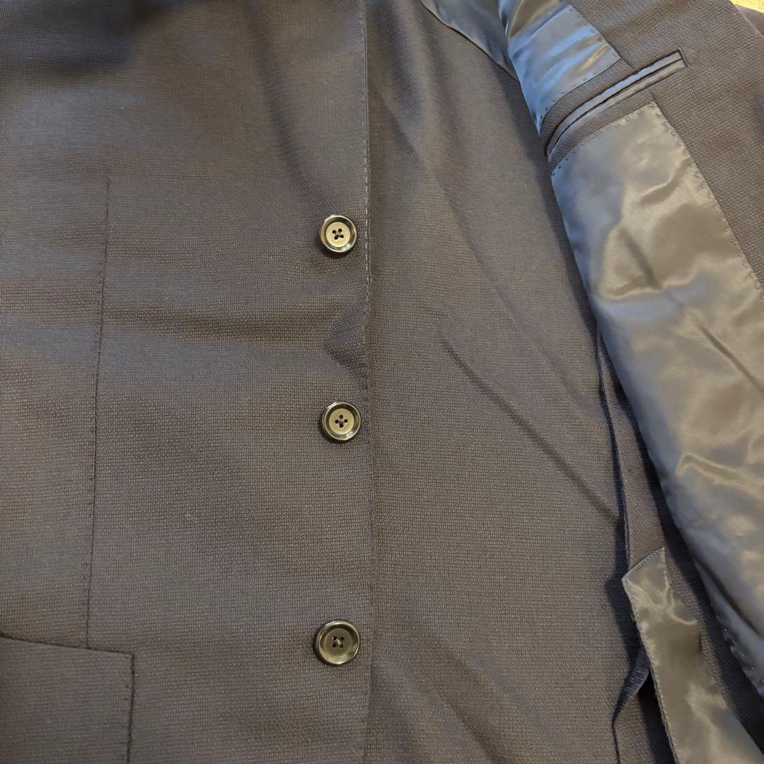 【美品】BEAMS F 段返し3つボタン ウール ポップサック 紺 44 8R