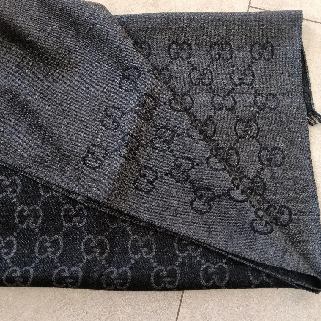 GUCCI ダークグレー GGロゴ ストール