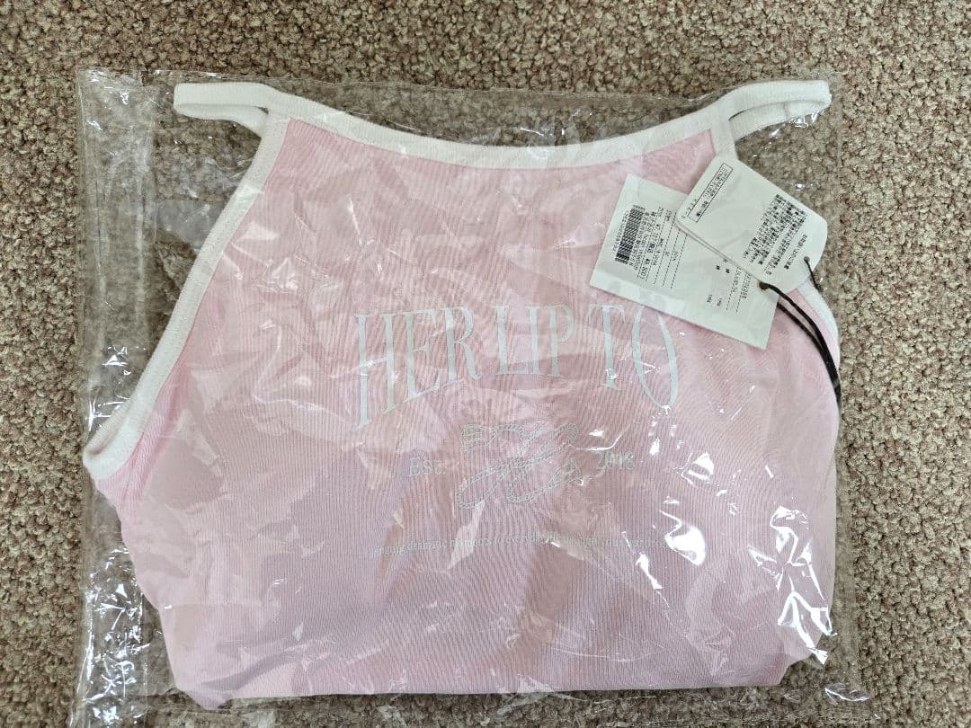 新品未使用！Her lip to Logo Top ピンク キャミソール