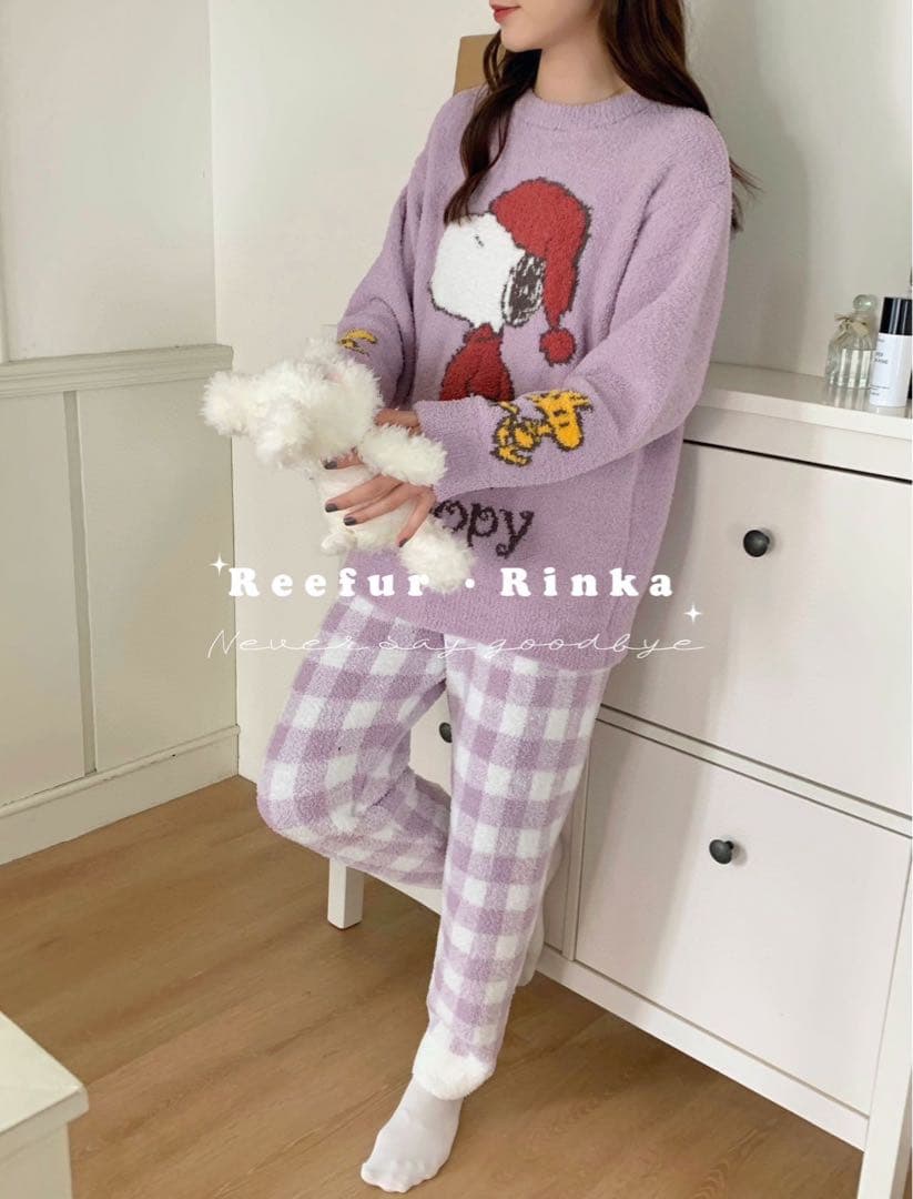 新品！新作！可愛いスヌーピー、モコモコ、ふわふわ、厚手２点セットパジャマ！