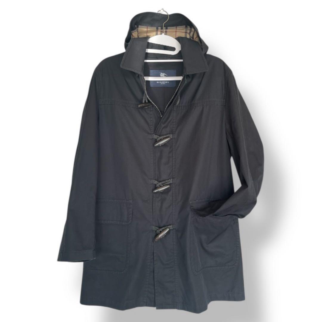 英国 BURBERRY LNODON ダッフルコート ノバチェック L〜LL 黒