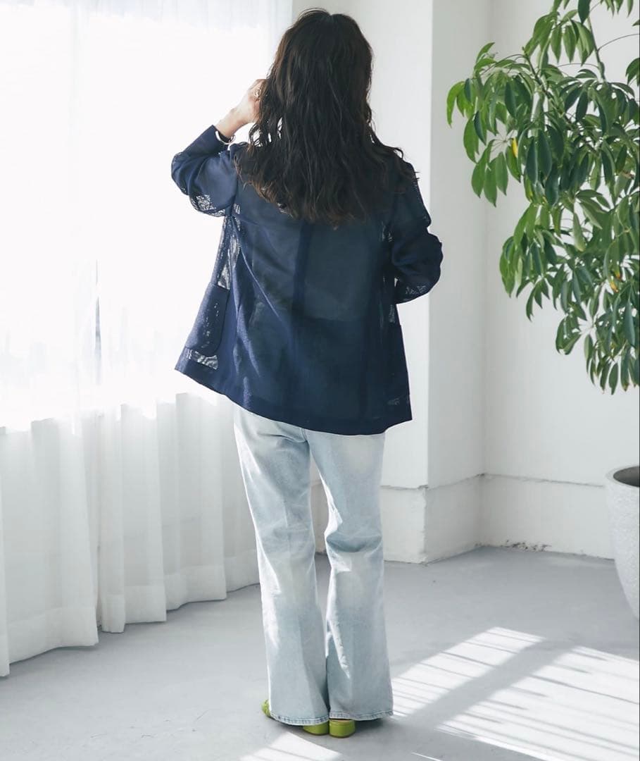 【美品】メッシュメタルボタンライトジャケット ネイビー ラブティックボンボン