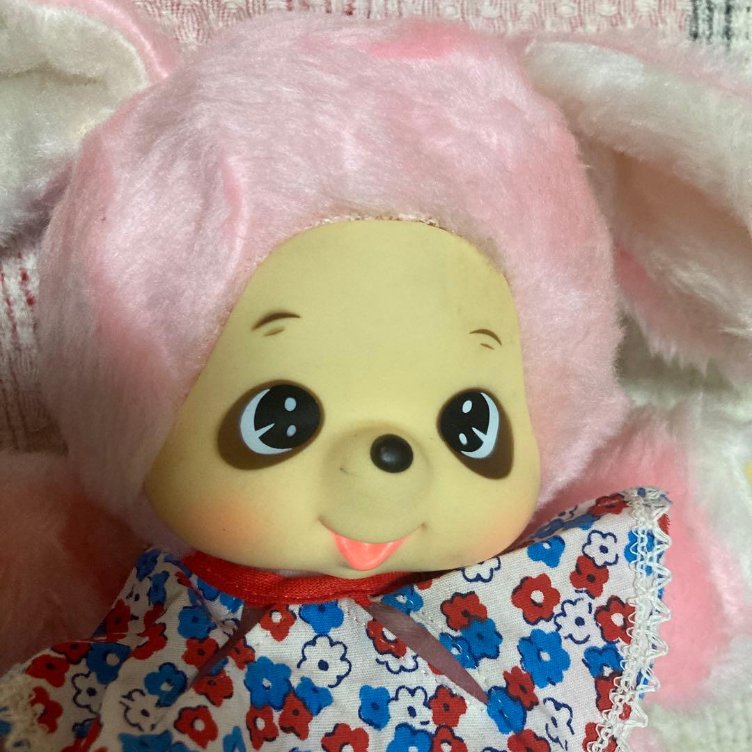 昭和レトロ　メーカー名不明　モンチッチ風　ぬいぐるみ　ウサギ　①