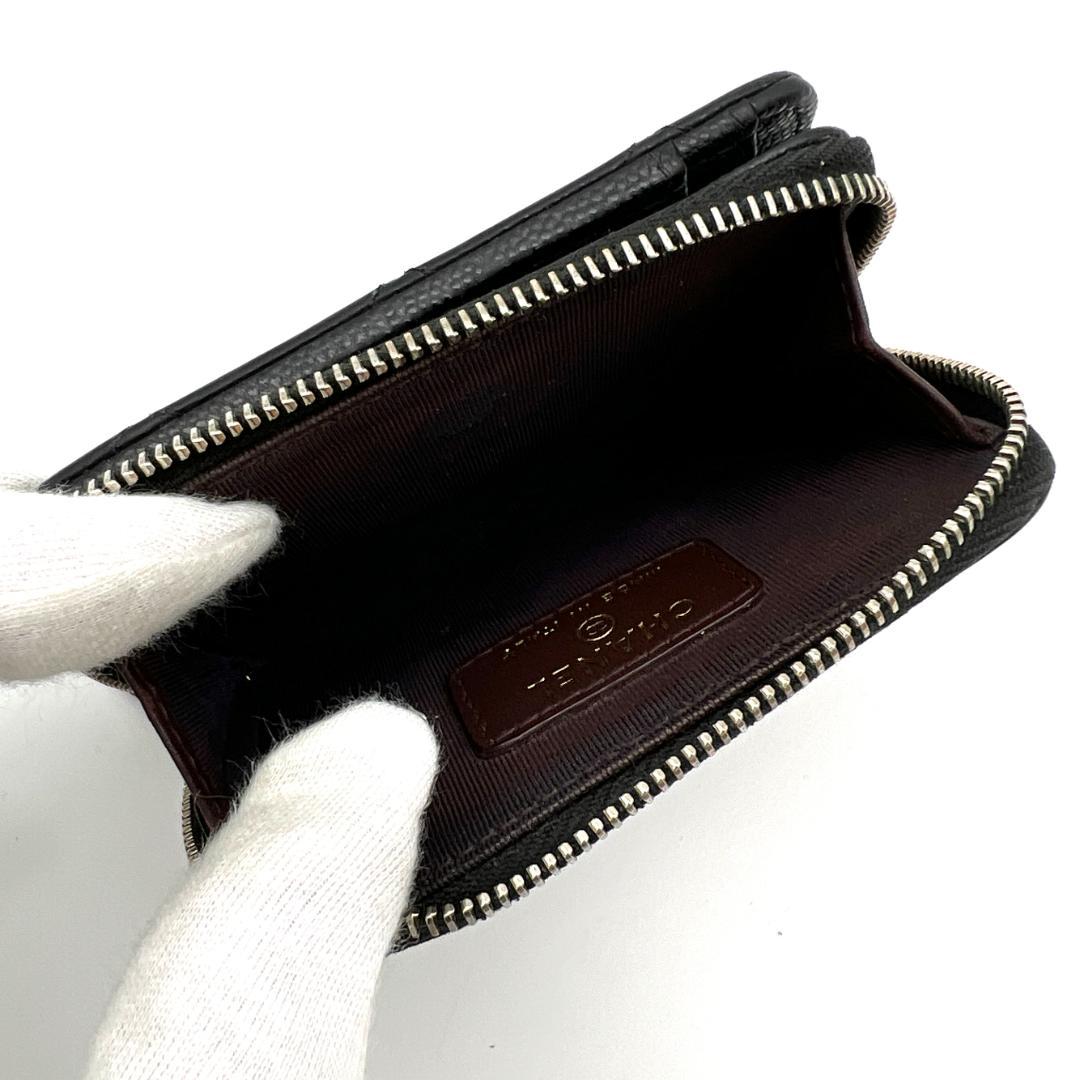 シャネル キャビアスキン マトラッセ ケース カードケース 黒 C185