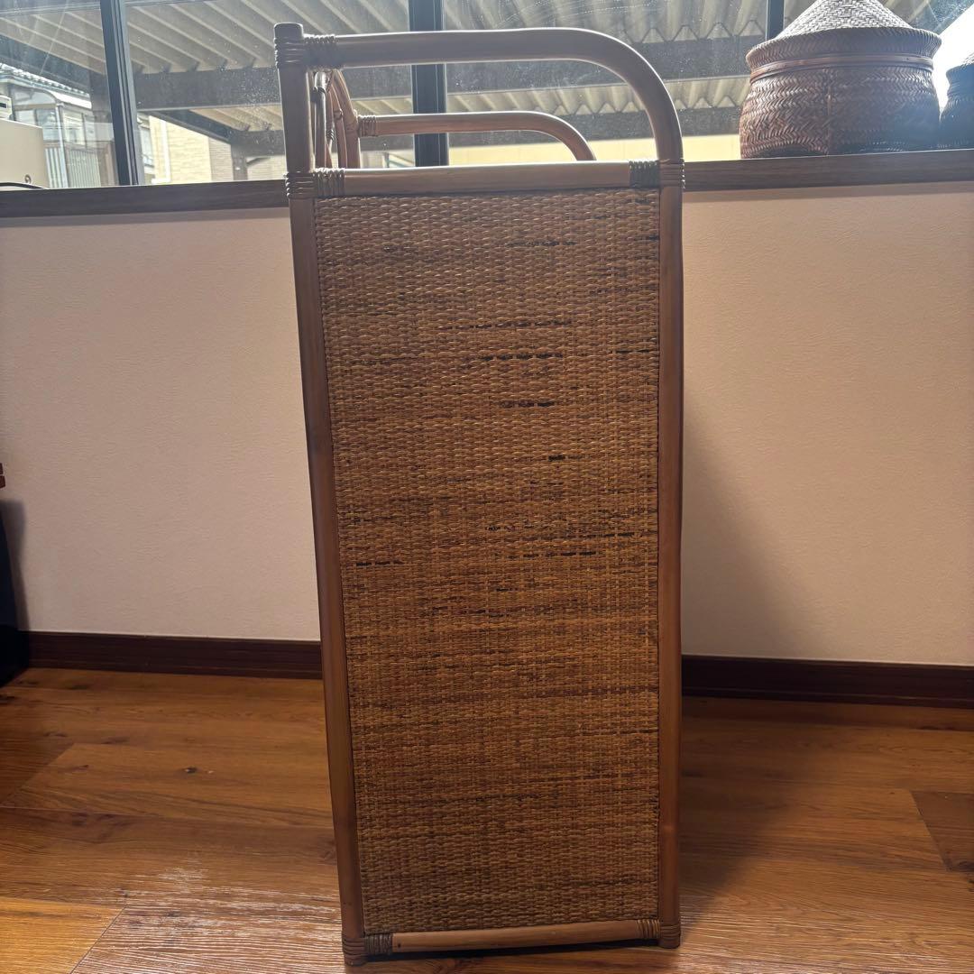 【美品】籐 ラタン 6段チェスト 引き出し 収納 タンス 電話台 ビンテージ