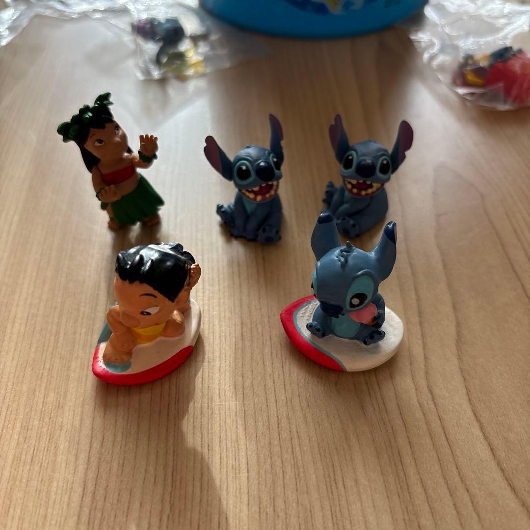 ディズニー　スティッチ　ストラップ　ミニゴミ箱　フィギュア　ステッカー