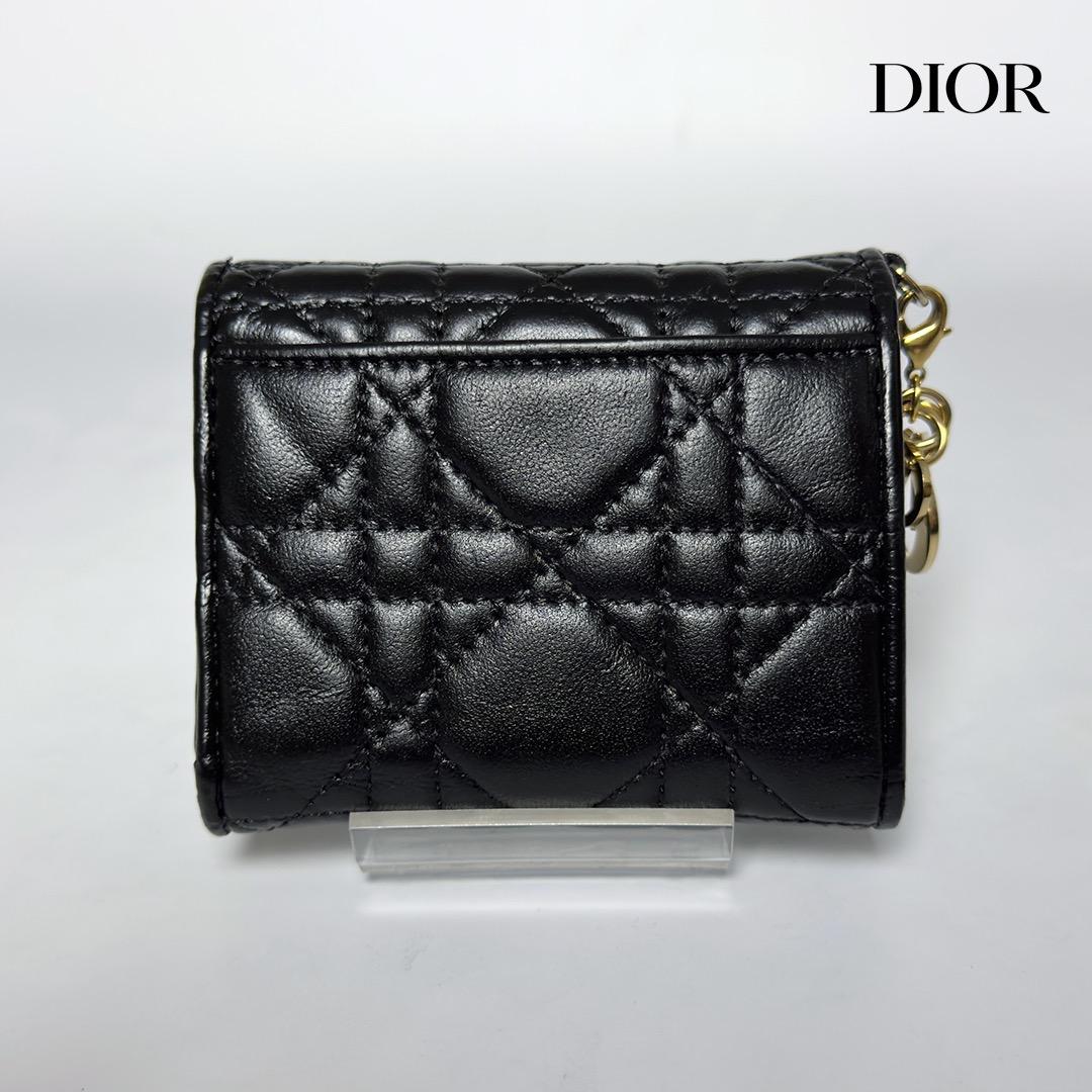 正規品　Dior レディディオール　カナージュ　ロータスウォレット　三つ折り財布