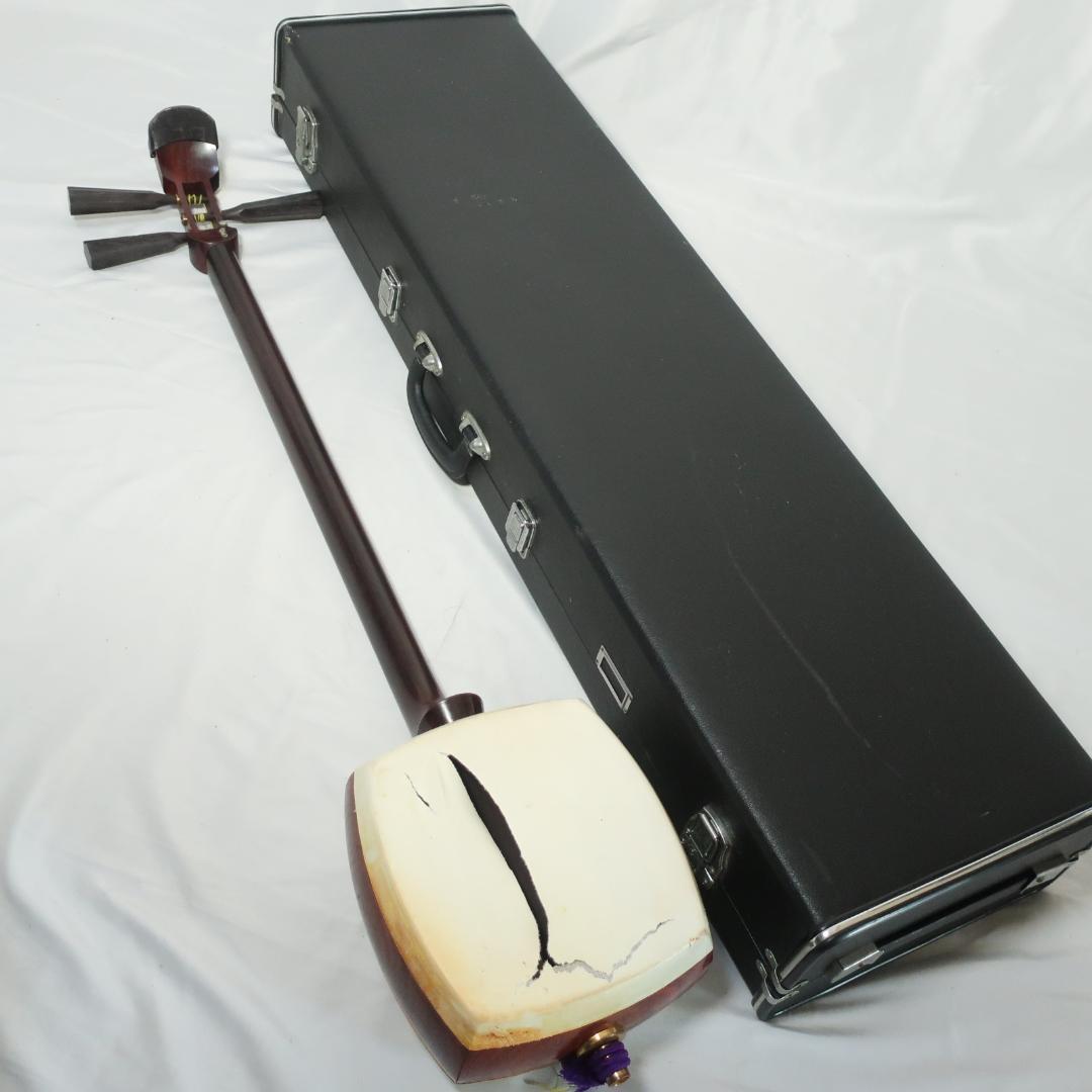 三味線 中棹 東触り 二本溝 極太ペグ ハードケース付 撥/バチ 予備弦 和楽器