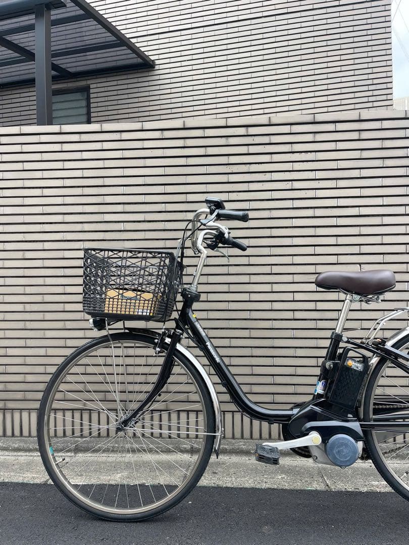 パナソニック電動アシスト自転車 ブラック 前カゴ付き26CPDE28