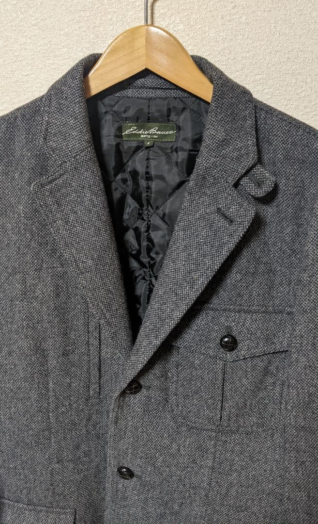 希少 Eddie Bauer 中綿 テーラードジャケット ツイード ヘリンボーン