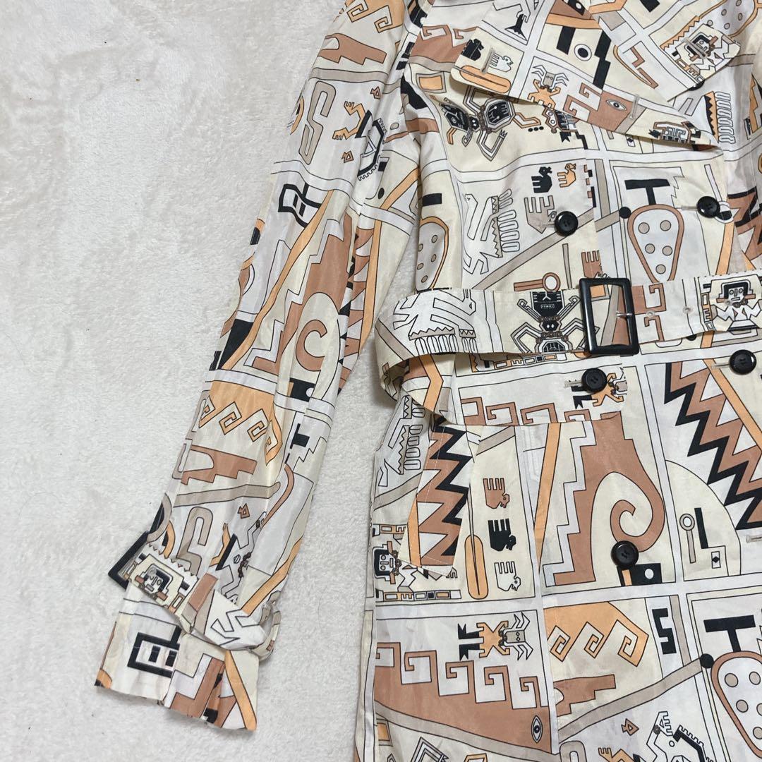 【希少美品】4298　シズカコムロ　トレンチコート　総柄　マルチカラー