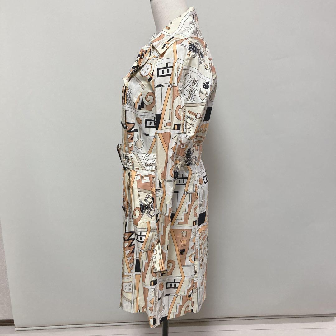 【希少美品】4298　シズカコムロ　トレンチコート　総柄　マルチカラー